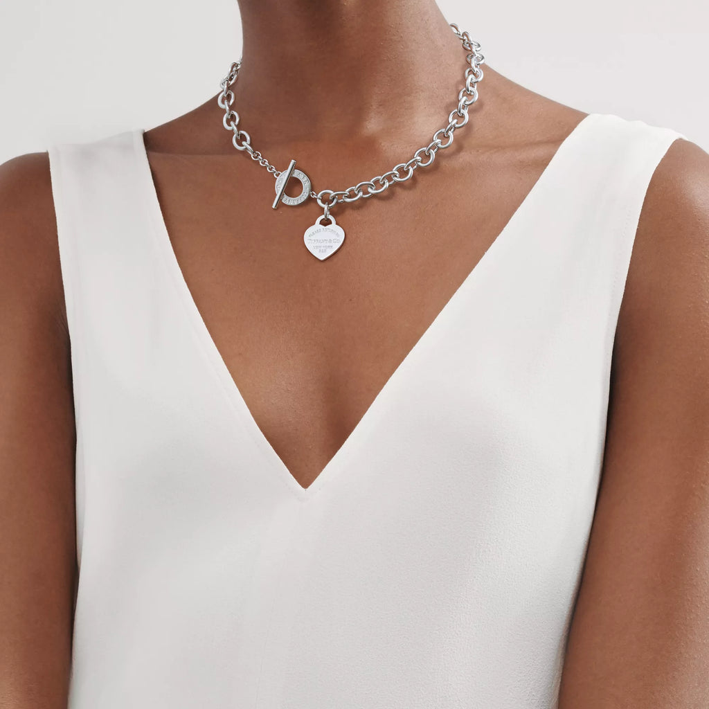 Tiffany Heart Tag Toggle Silver Necklace