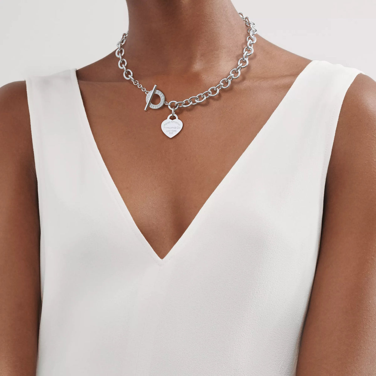 Tiffany Heart Tag Toggle Silver Necklace