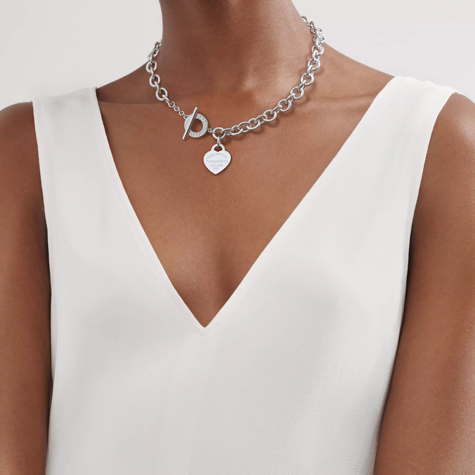 Tiffany Heart Tag Toggle Silver Necklace