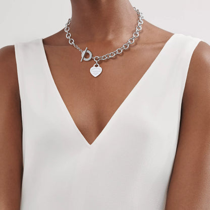 Tiffany Heart Tag Toggle Silver Necklace