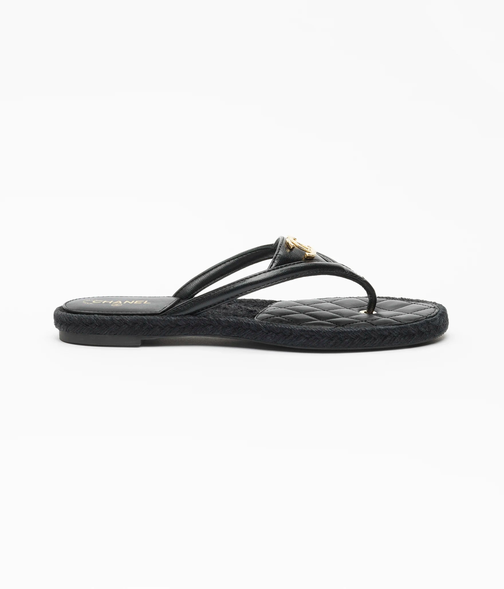 Chanel Shiny Lambskin Flip-Flop Thongs