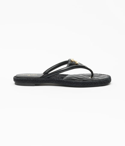 Chanel Shiny Lambskin Flip-Flop Thongs