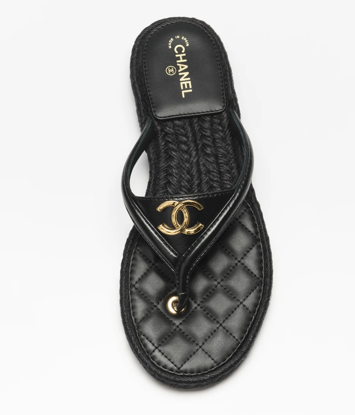 Chanel Shiny Lambskin Flip-Flop Thongs