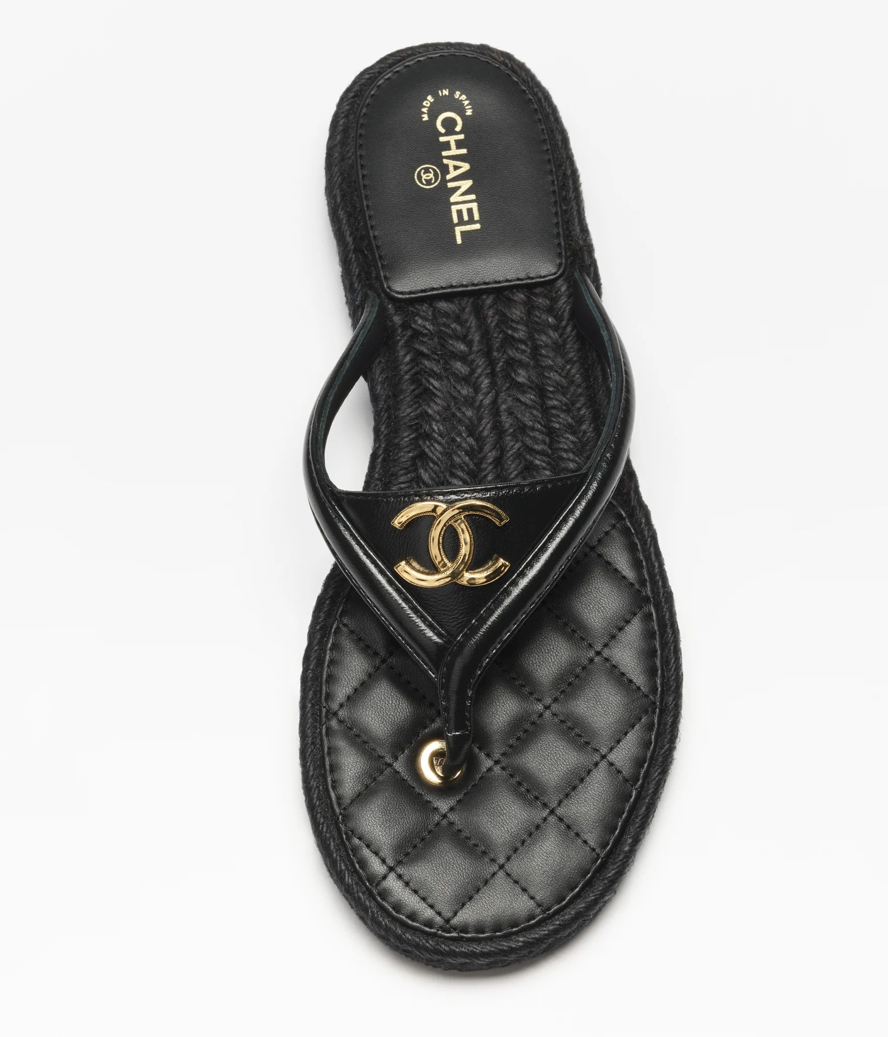 Chanel Shiny Lambskin Flip-Flop Thongs