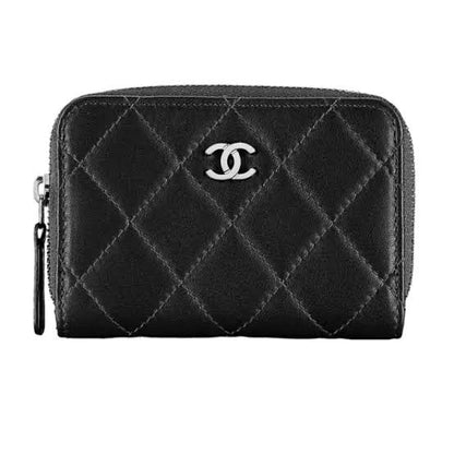 Chanel Zipped Shiny Grained Calfskin Wallet