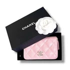 Chanel Zipped Shiny Grained Calfskin Wallet