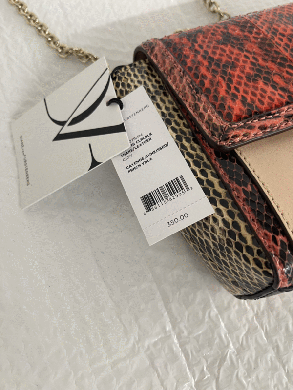 Diane Furstenberg New Two-Tone Snake Handbag w/ shoulder Chain! - Image 3